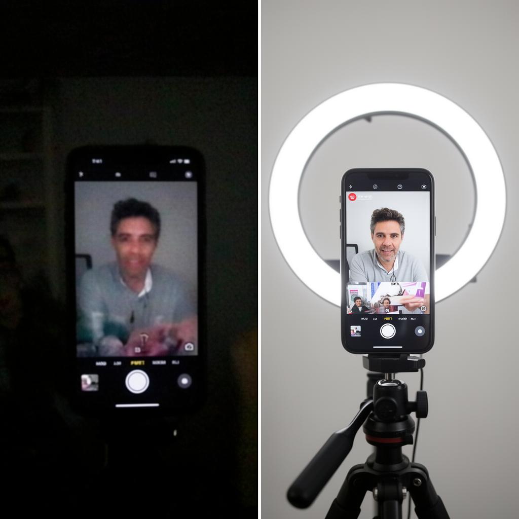 Before and after comparison: dark amateur video vs bright professional video